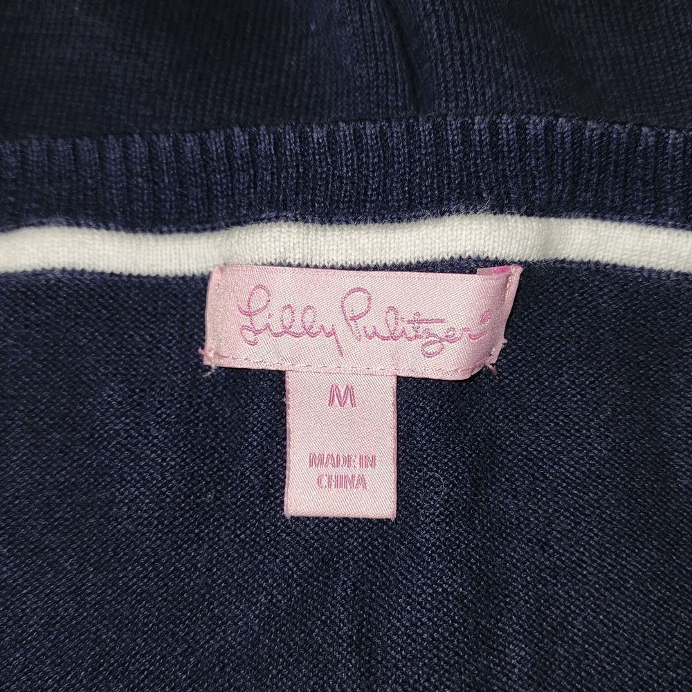 Lilly Pulitzer Womens Navy Blue Initial Sweater Medium - Picture 3 of 4